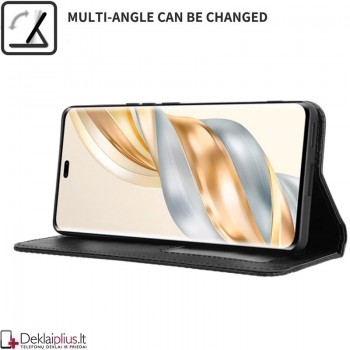 Dirbtinės odos atverčiamas dėklas su skyreliais - juodas (Huawei Honor Magic 7 Lite) Dirbtinės odos atverčiamas dėklas su skyreliais - juodas (Huawei Honor Magic 7 Lite)